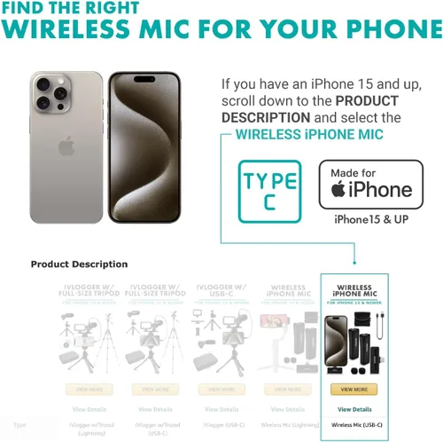 Vista 5 de Movo Micrófono inalámbrico Mini DI Duo - Micrófono de grabación de video para iPhone con micrófono Lavalier, batería de 10 HR, rango de 164 pies
