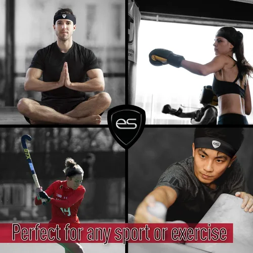 Vista 4 de Diadema de banda de sudor para hombres, la mejor diadema de entrenamiento y deportes para correr, ejercicio, fútbol, béisbol, softbol, tenis y más