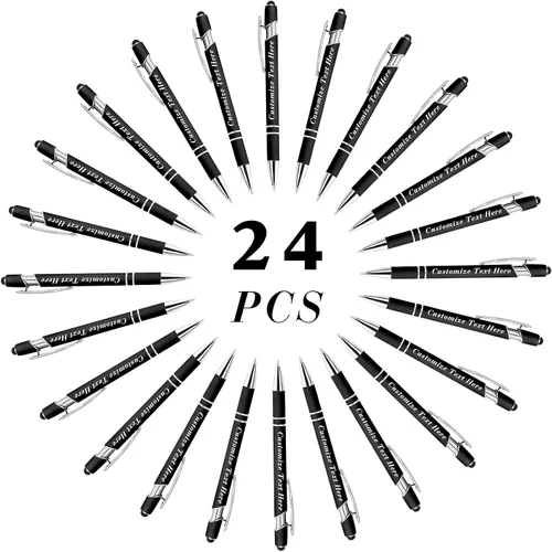 Vista 21 de Bolígrafos personalizados a granel con punta de lápiz capacitivo, 12 bolígrafos personalizados con logotipo de mensaje con nombre, bolígrafos