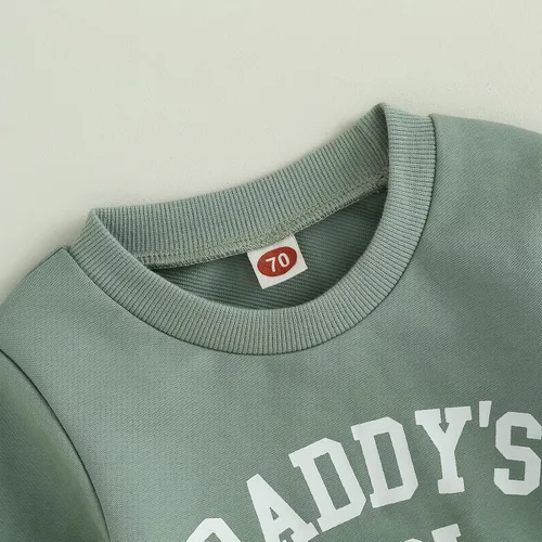 Vista 3 de YINGISFITM Conjunto de sudadera con cuello redondo y estampado para niña pequeña para otoño e invierno