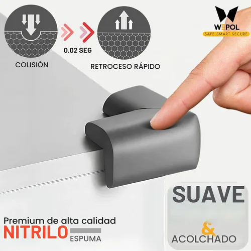 Vista 5 de Protector de esquina de espuma suave para bebé, marco de cama, protectores de esquina color negro, paquete de 4