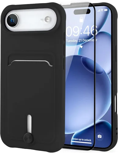Vista 40 de MZELQ Cartera de TPU Compatible con Funda iPhone 12, Portarjetas Protección de Cámara Cubierta + Protector de Pantalla, Ranura Empujable para Niñas