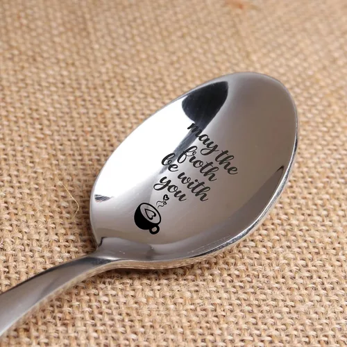 Vista 7 de May The Froth Be With You - Cuchara grabada de regalo Regalo para los amantes Regalo para adolescentes, niñas y niños, regalos de cumpleaños
