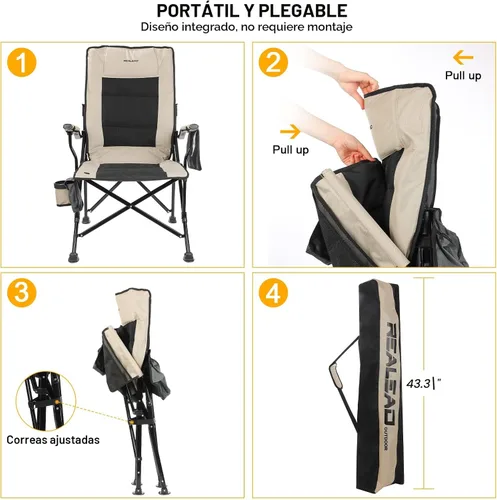 Vista 8 de [Usado] REALEAD Silla de campamento con calefacción, totalmente acolchada, sillas con calefacción para deportes al aire libre, soporta 400 libras