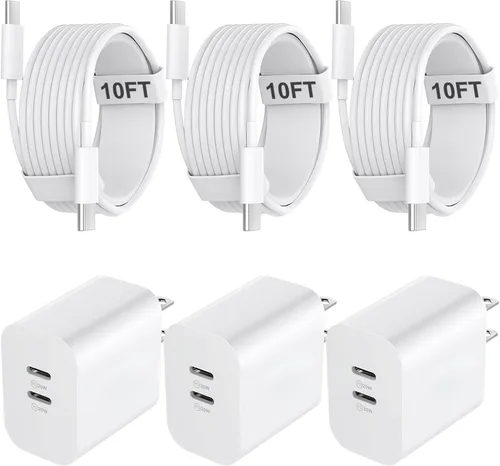 Vista 12 de Cargador rápido para teléfono 17/16/15 Pro Max, bloque de carga rápida USB C de 20 W con cable de carga USB C a C de 6 pies de largo para teléfono