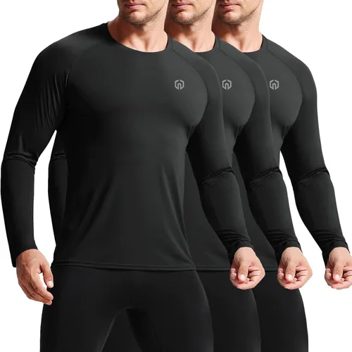 Vista 7 de NELEUS Camisas Deportivas de Manga Larga para Hombre, Transpirables, para Correr