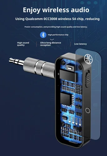Vista 7 de Receptor transmisor Bluetooth 5.3, adaptador de audio inalámbrico 2 en 1 con conector auxiliar de 0.138 in para automóvil, TV, auriculares