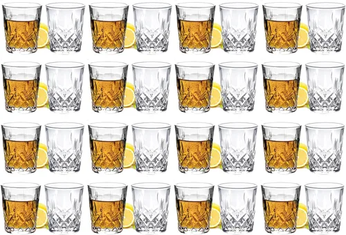 Vista 9 de JAIEF Vasos de chupito de tequila de 1.7 onzas con base pesada, vasos de cristal cordial (4)