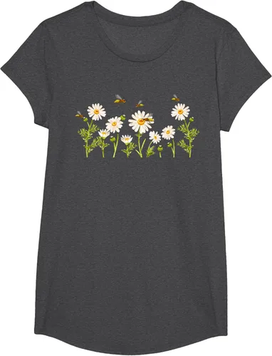 Vista 80 de Marguerites Daisy - Camiseta de verano con margaritas de jardín de flores, Negro, S