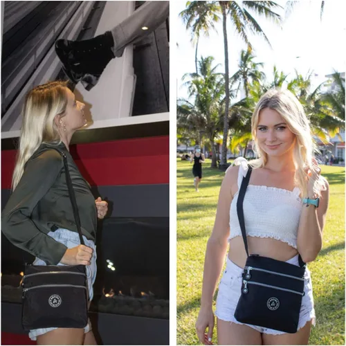 Vista 2 de AOCINA Bolsos cruzados de nailon para mujer, con múltiples bolsillos, bolso cruzado pequeño, ligero, de viaje, para teléfono, bolsos de hombro