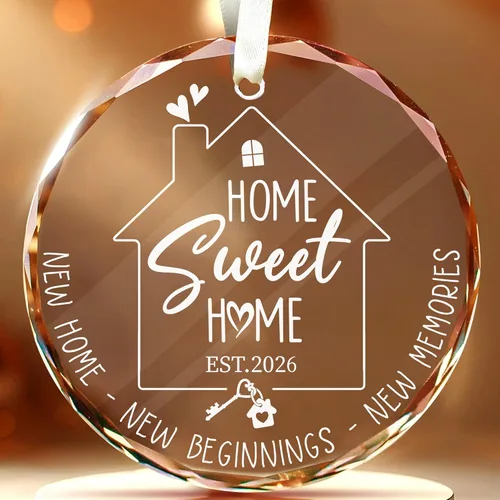 Vista 13 de Ornamento de Vidrio para el 50º Aniversario de Bodas – Elegante Decoración de Árbol de Navidad de Vidrio Transparente y Regalo Conmemorativo