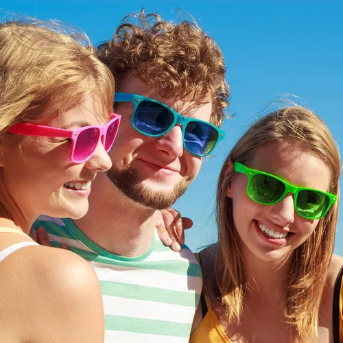 Vista 79 de Suministros para regalos de fiesta de colores neón Paquete de 8 gafas de sol unisex