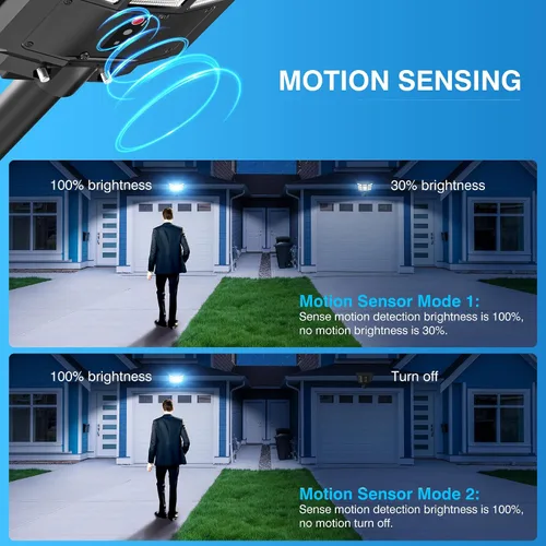 Vista 3 de OKPRO Farola solar de 5000 W para estacionamiento al aire libre, gran angular IP66 impermeable, 6500 K del atardecer al amanecer, LED con sensor