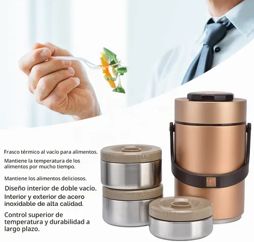 Vista 3 de Qiilu Termos para Comida Caliente 24 Horas 304 Acero Inoxidable 2.3L Termos Para Comida Caliente 24 Horas 304 Caja de almuerzo al vacío 3 capas
