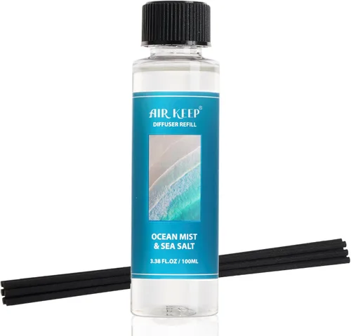Vista 42 de Airkeep Juego de difusor de varillas – 3.38 onzas líquidas (3.4 fl oz), difusor de aroma de bambú para el hogar, incluye 8 varillas difusoras