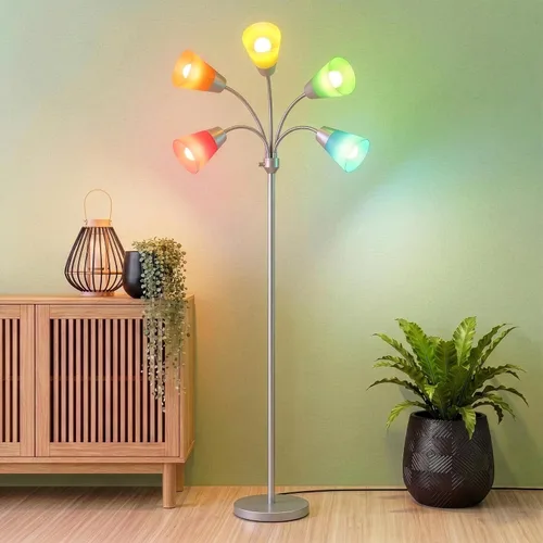 Vista 10 de Brightech Medusa - Lámpara de pie LED moderna – Lámpara de pie de múltiples cabezales para salas de estar y oficinas – Lámpara alta con pantalla