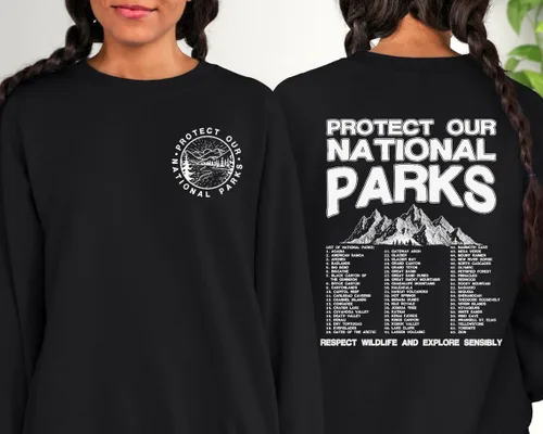 Vista 3 de Sudadera de Parques Nacionales - Protege Nuestros Parques Nacionales Montañas Senderismo Suéter de 2 Caras