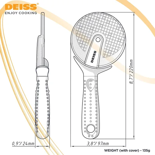 Vista 9 de Deiss Lux - Cortador de pizza resistente con cortador de ruedas, rueda de acero inoxidable afilada y suave con mango antideslizante de fácil agarre