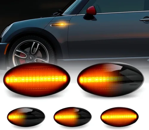 Vista 8 de D-Lumina Luces LED Secuenciales de Marcador Lateral Señal de Giro Conjunto de Lámpara Intermitente Lente Transparente para MINI Cooper R50 R52 R53