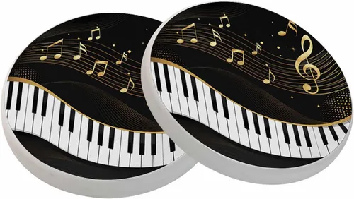 Vista 28 de oFloral Juego de 2 posavasos con notas musicales para líneas de bebidas, melodía, simples y creativas, para decoración del hogar, juego de 2, 4