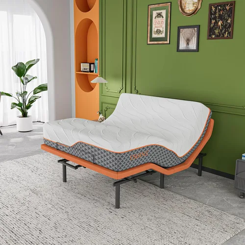 Vista 17 de ESHINE Base de cama ajustable individual XL con colchón híbrido de 14" Inclinación de almohada, control por aplicación inteligente, gravedad cero