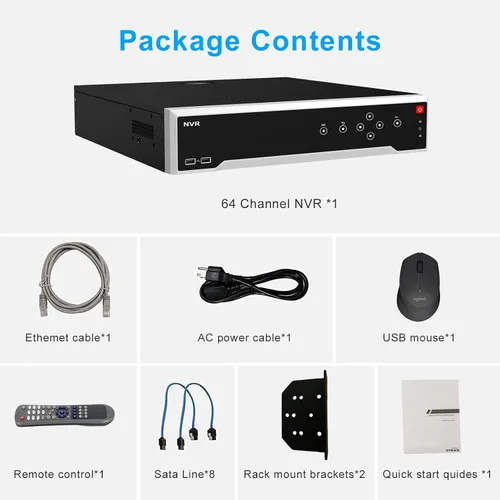 Vista 8 de Anpviz Grabador de video de seguridad IP NVR de 64 canales, salida de video HDMI 4K 12MP DDNS VCA alarma NVR inteligente, soporte RAID 0,1,5,6,10