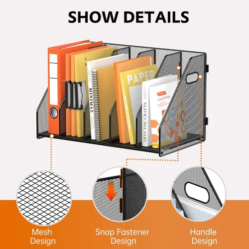 Vista 2 de Organizador de carpetas, soporte para archivos de revista con 5 Negro