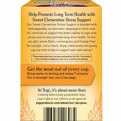 Vista 3 de Yogi Tea Sweet Clementine - Té de apoyo para el estrés, certificado por USDA, orgánico, sin OMG, 16 bolsas de té por paquete (6 paquetes)