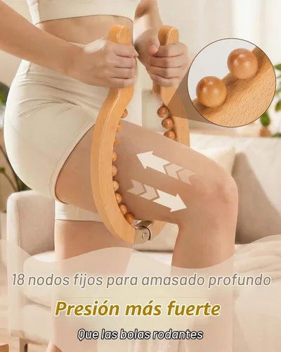Vista 3 de Masajeador linfático de madera del Lipedema de las celulitis del drenaje para la pantorrilla del muslo de la pierna Cuentas