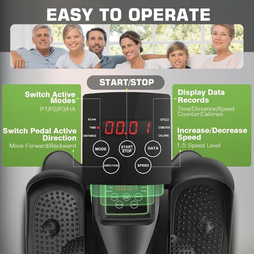 Vista 4 de ANCHEER Máquina elíptica para debajo del escritorio, ejercitador de pedal silencioso para personas mayores, oficina y hogar, equipo de entrenamiento