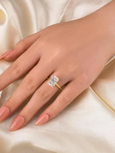 Vista 3 de Anillo de compromiso solitario de corte radiante alargado de 4.5 quilates para mujer, anillo de compromiso de plata S925 5A con circonita cúbica