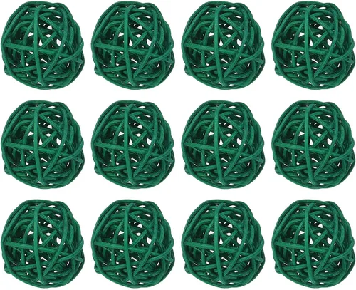 Vista 9 de MECCANIXITY 20 bolas decorativas de mimbre de ratán de 1.2 pulgadas para rellenos de jarrones, bodas, jardines, fiestas de pasillo, color negro