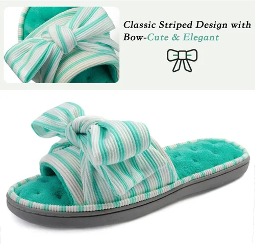 Vista 6 de ULTRAIDEAS - Pantuflas de espuma viscoelástica para mujer, con puntera abierta y correa ajustable, pantuflas de meter sin agujetas para mujer, forro