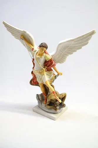 Vista 3 de Colección Vittoria de 16 pulgadas, estatua católica italiana de San Miguel Arcángel, figura de protección religiosa, hecha en Italia, pintada a mano
