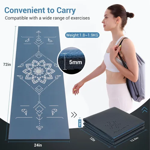 Vista 3 de Avoalre Tapete de yoga plegable, respetuoso con el medio ambiente, tapete de yoga de viaje de PVC plegable, tapete de yoga de doble cara