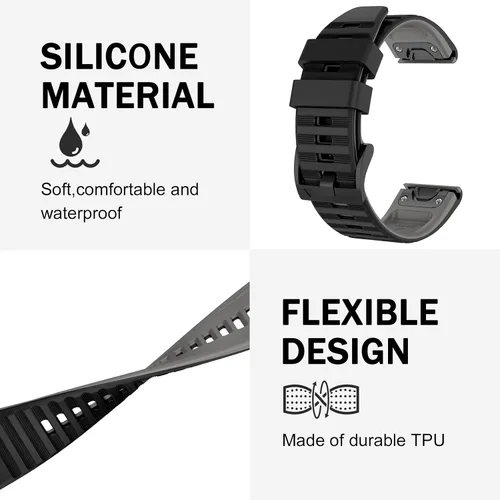 Vista 3 de ISABAKE Compatible con Fenix 6 Watch Band para Fenix 6 Pro/Fenix 5/Fenix 5 Plus/Fenix 7/Forerunner 935/Forerunner 945/Approach S60/Quatix 5