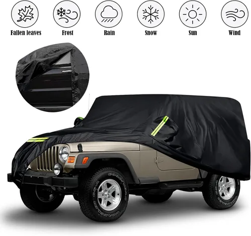 Vista 2 de Fundas impermeables de automóvil de repuesto para Jeep Wrangler 1987-2006 de 2 puertas, 6 capas para todo tipo de clima, ajuste personalizado