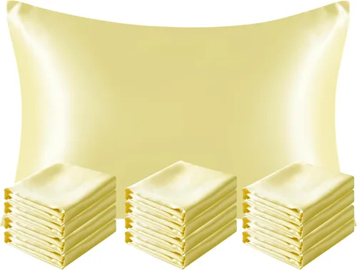 Vista 100 de NTBAY Paquete de 2 fundas de almohada estándar de satén para cabello y piel, lujosas y sedosas fundas de almohada con cierre de sobre, 20 x 26