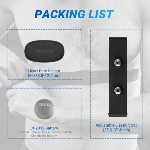 Vista 7 de moofit HR8 Heart Rate Monitor Chest Strap, Low Energy Real-Time Heart Rate Data Bluetooth 5.0/ANT+, Longer Communication Range, IP67 Waterproof