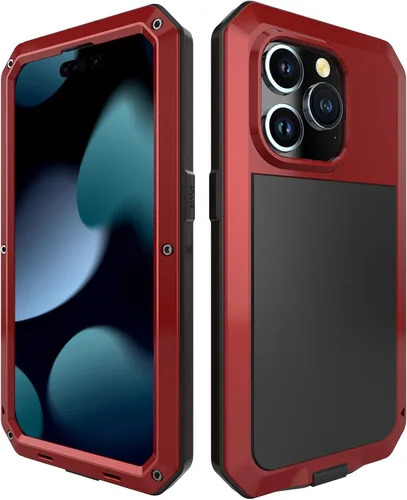Vista 11 de Compatible con iPhone 15 Pro Max, funda protectora de cuerpo completo 360, resistente a los golpes, funda de metal de aleación de aluminio con Negro