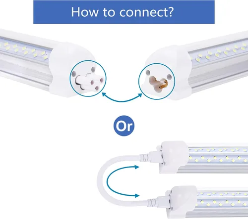 Vista 5 de Lámpara LED de tienda de 8 pies, 120 W, 14400 lúmenes, 6500 K, blanco frío, T8 V, tubo de luz LED integrado con 4 filas de luz para puerta