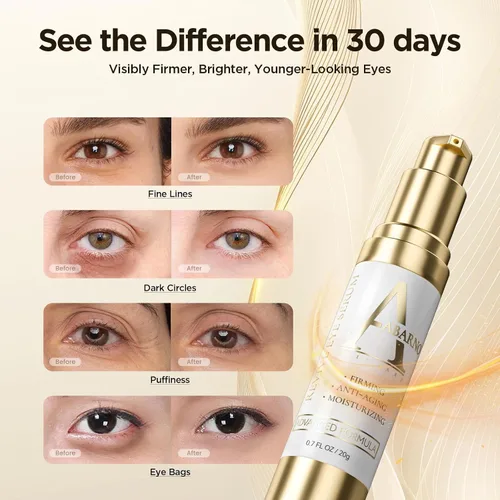 Vista 3 de Suero hidratante para ojeras e hinchazón – Cafeína, retinol, niacinamida, péptidos – Antiarrugas, reafirmante, suaviza las líneas finas