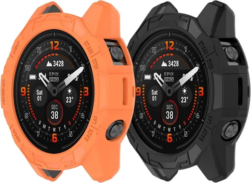 Vista 13 de Fundas protectoras para Garmin Fenix 7X Pro/Epix Pro 51MM - Funda de TPU suave parachoques resistente a prueba de golpes Carcasa protectora - Negro