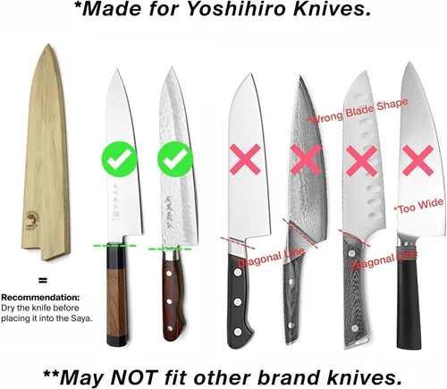 Vista 7 de Yoshihiro Protector magnético de hoja de madera de roble Saya para cuchillo Gyuto 7 IN (7.087 in)