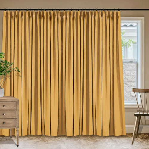 Vista 98 de Frelement Cortinas plisadas de lino de algodón de 100 pulgadas de ancho y 102 pulgadas de largo, cortinas con reducción de ruido para sala