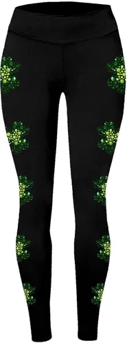 Vista 4 de Xbgqasu Leggings del día de San Patricio para mujer, pantalones de yoga de cintura alta, mallas de trébol verde irlandés, mallas de vacaciones