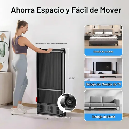 Vista 7 de Walking Pad Treadmill for Home - Under Desk Treadmills Mini Portable Walking Running Machine Slim Compact Small Lightweight Motorized Electric Negro