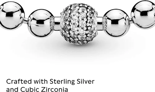 Vista 4 de Pandora Collar de cuentas y pavé Impresionante joyería para mujer Gran regalo para ella Plata de ley y circonita cúbica 17.7 pulgadas, Metal