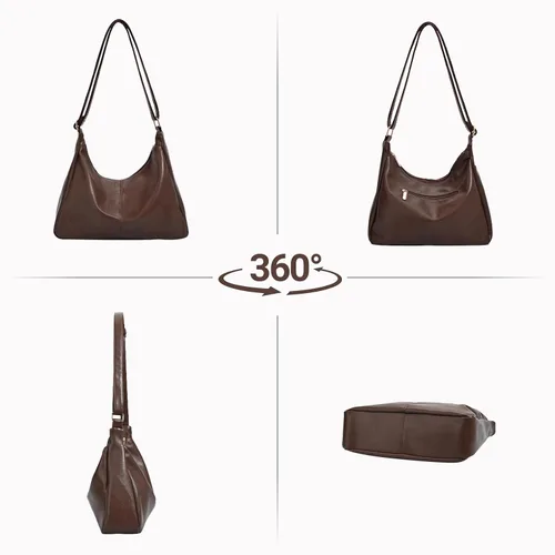 Vista 7 de Bolsos Hobo para mujer, bolsos cruzados de cuero vegano suave, bolso de hombro de cuero bolso de mano holgado