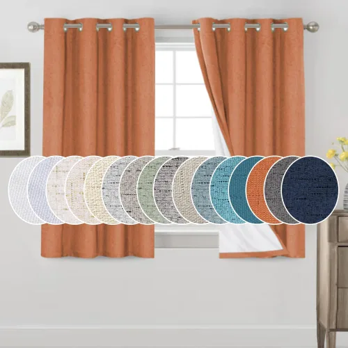 Vista 160 de Cortinas con textura de lino 100% opacas de 64 pulgadas de largo, juego de 2 paneles de cortinas de lino opacas con forro aislante térmico que Arena